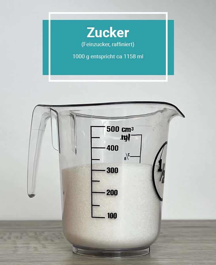 Volumen Zucker (Feinzucker, Kristallzucker)